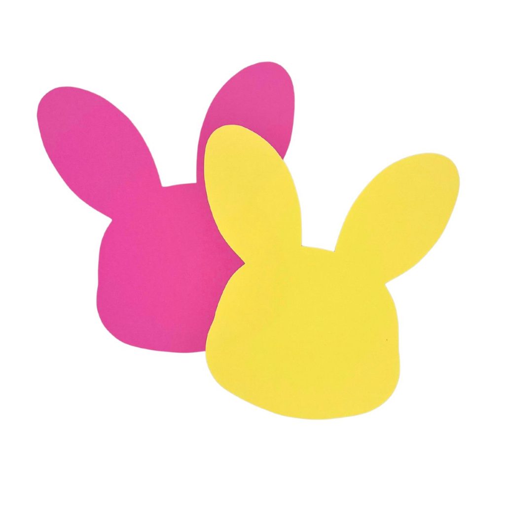 Pink and yellow bunny cutout construction paper