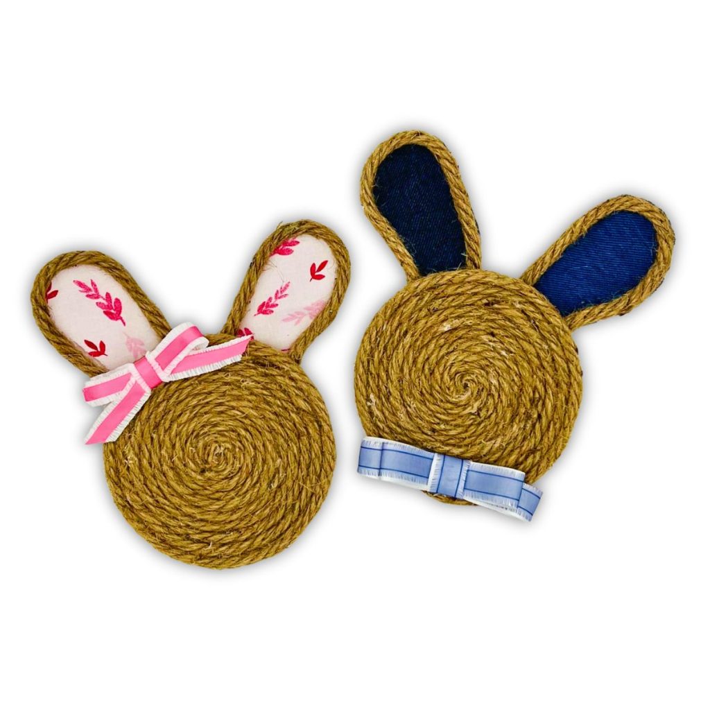 Rope bunnies girl in pink and boy in blue