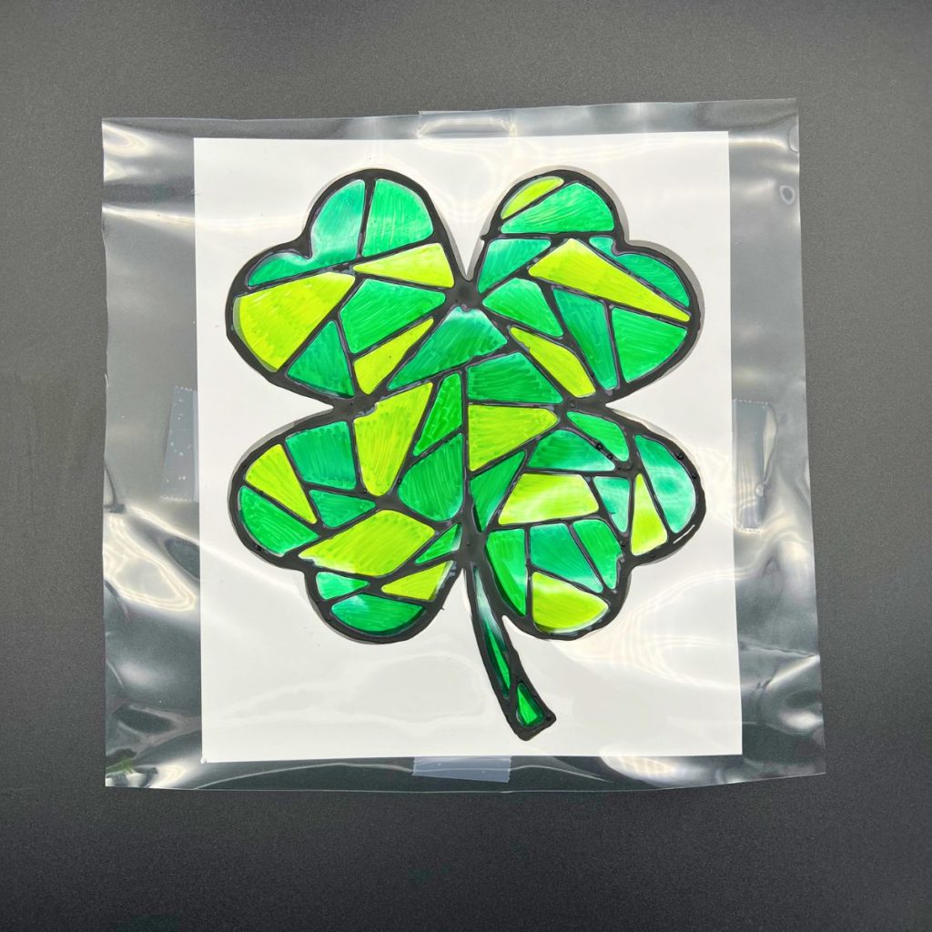 stained glass shamrock green clover art crafts