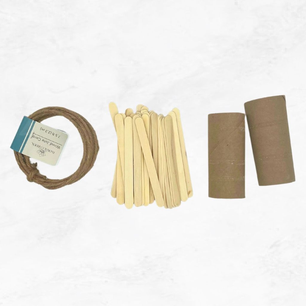 wired jute popsicle sticks toilet paper rolls