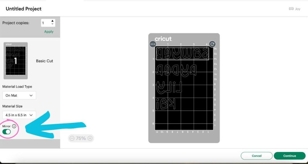Cricut design space mirror image